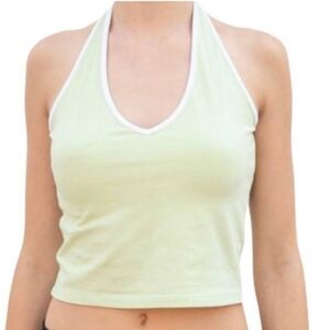 Brandy Melville | Green/White Halter Crop Top